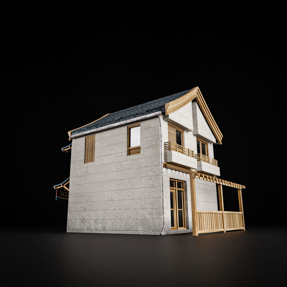 JAPANESE BUILDING 001 Low-poly 3D model_10