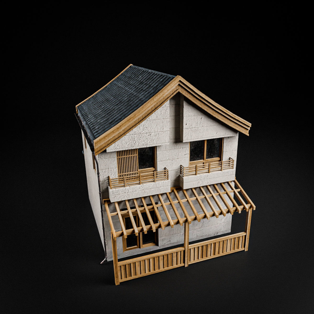 JAPANESE BUILDING 001 Low-poly 3D model_8