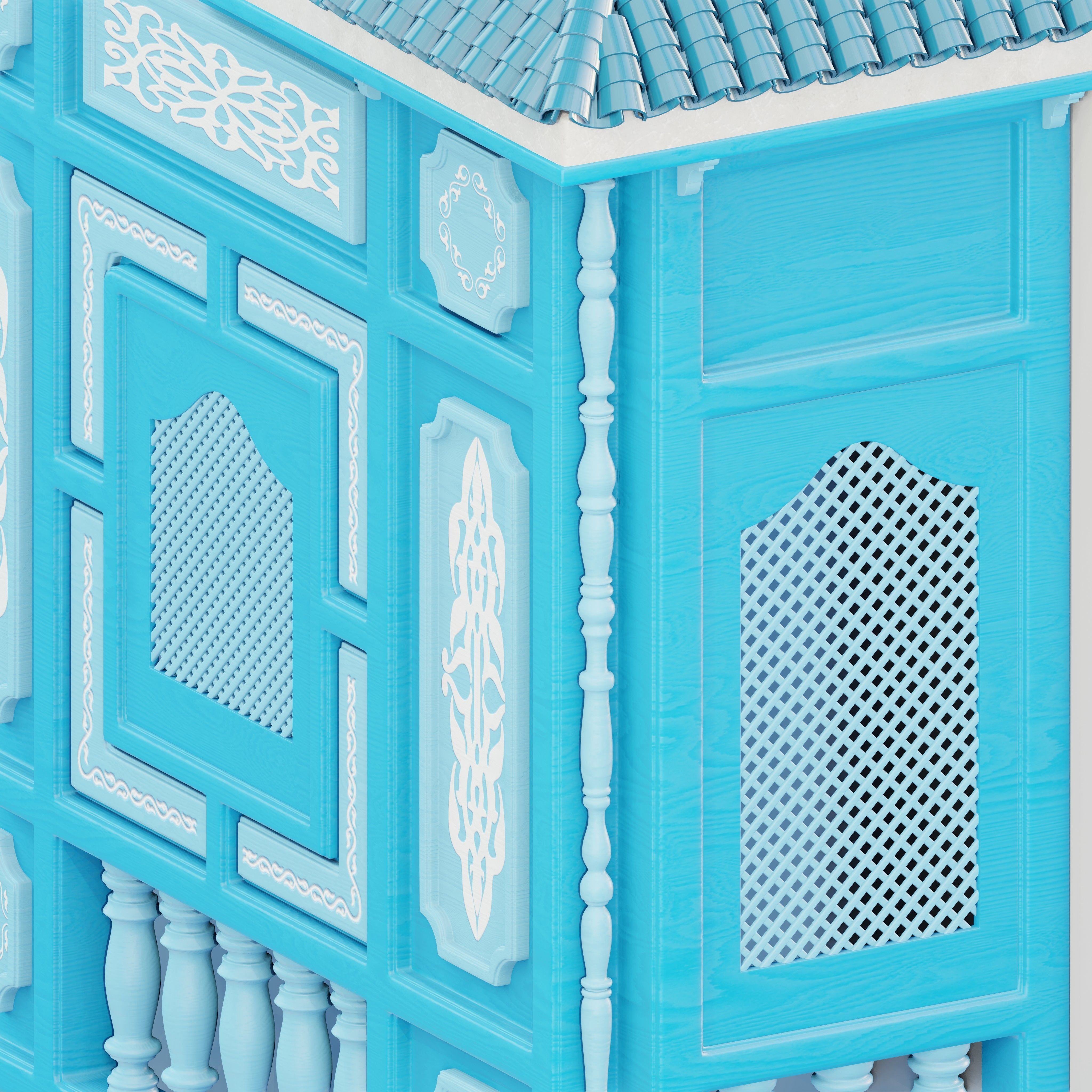 Blue Mashrabiya 3D model_2