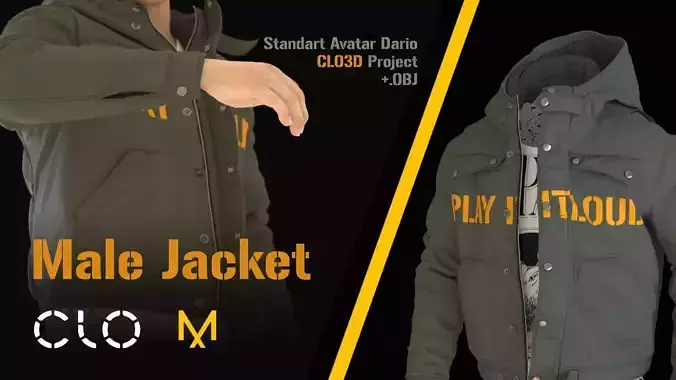 Male jacket for Marvelous Designer and Clo3D Standart Avatar