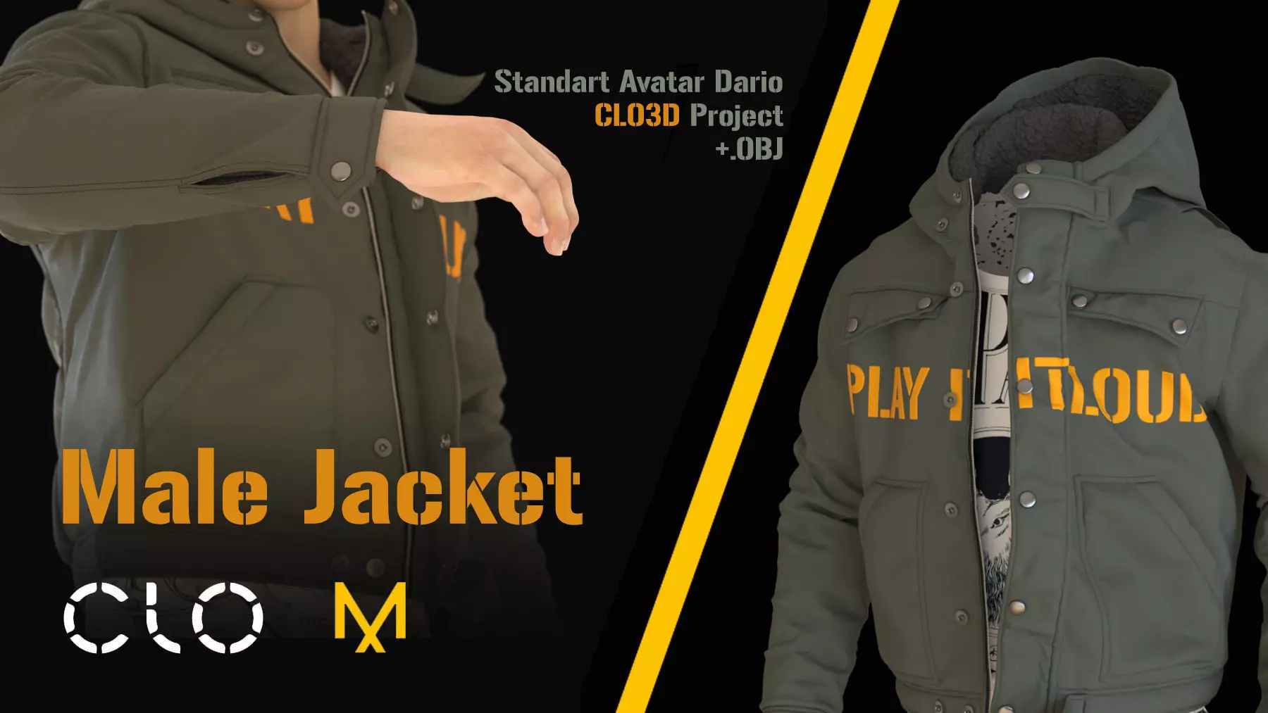 Male jacket for Marvelous Designer and Clo3D Standart Avatar 3D model ...