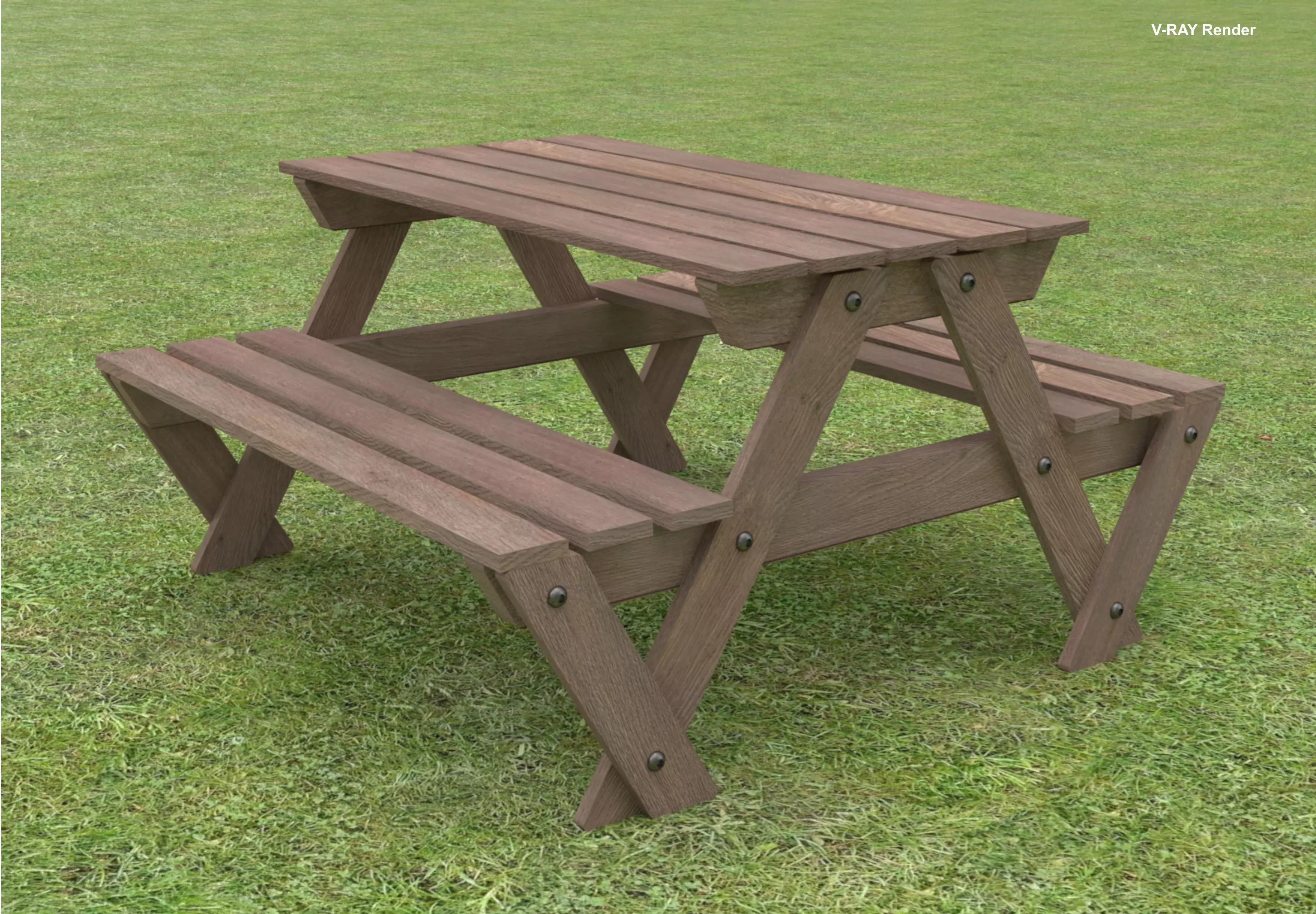 Picnic Table Low-poly 3D model