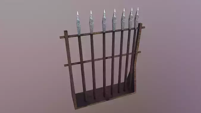 Low Poly Spears wooden rack with six arrows