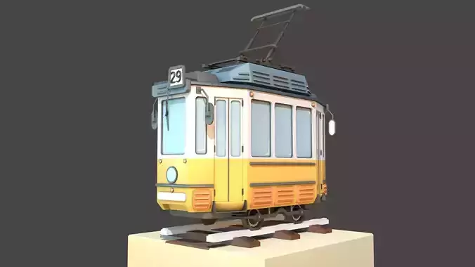 Old Tram Budapest  Low-poly 3D model