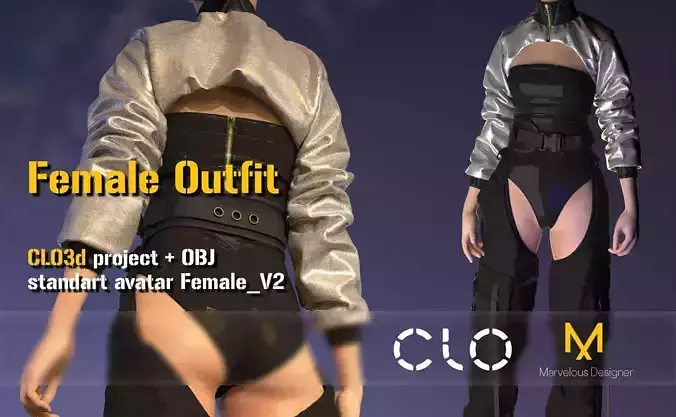 Female outfit Clo3d project with standart avatar FemaleV2