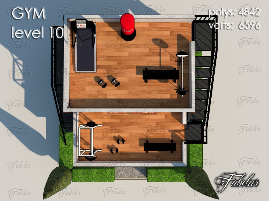 GYM all 10 Leves Low-poly 3D model_77
