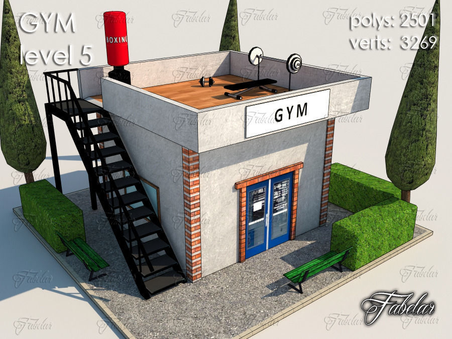 GYM all 10 Leves Low-poly 3D model_30