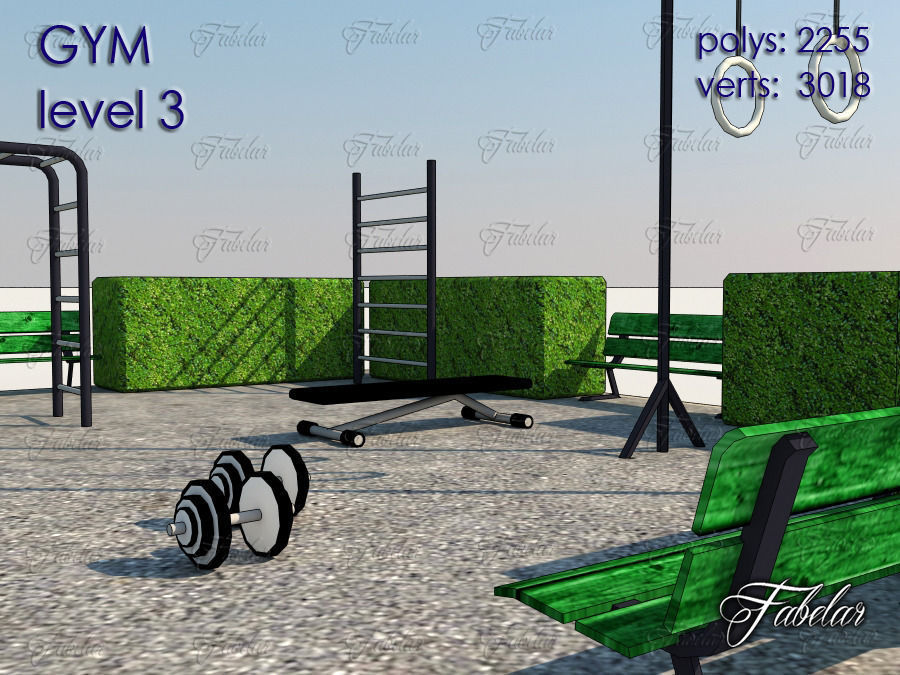 GYM all 10 Leves Low-poly 3D model_23