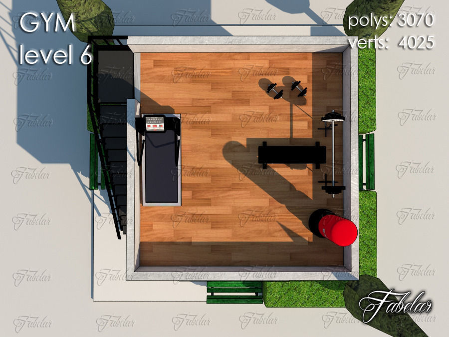 GYM all 10 Leves Low-poly 3D model_41