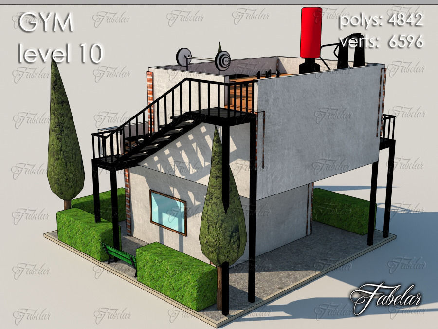 GYM all 10 Leves Low-poly 3D model_80