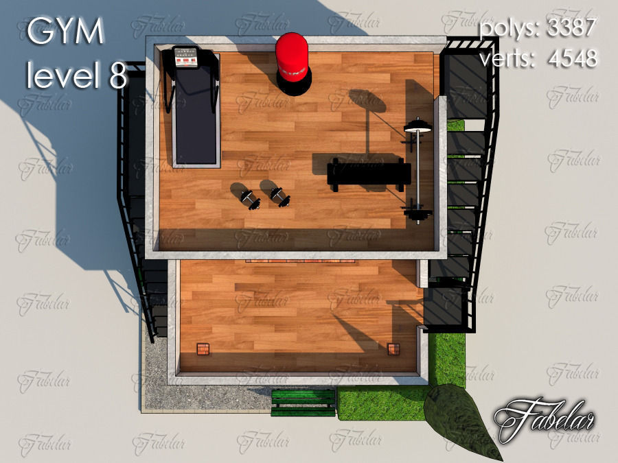 GYM all 10 Leves Low-poly 3D model_59