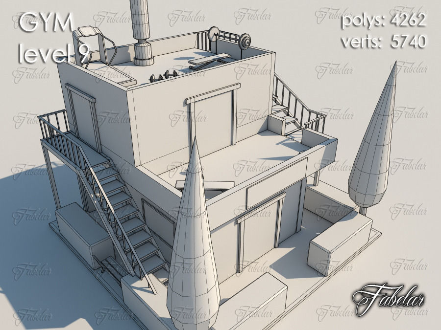 GYM all 10 Leves Low-poly 3D model_71