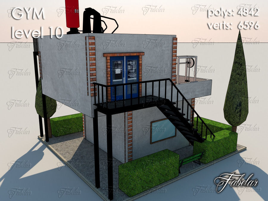 GYM all 10 Leves Low-poly 3D model_78