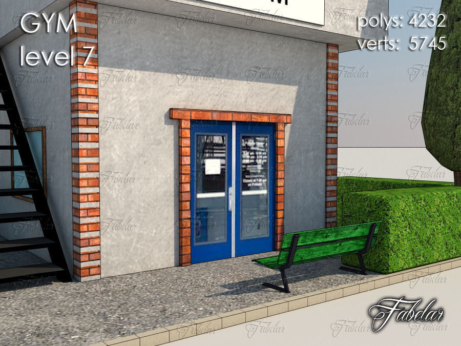 GYM all 10 Leves Low-poly 3D model_52
