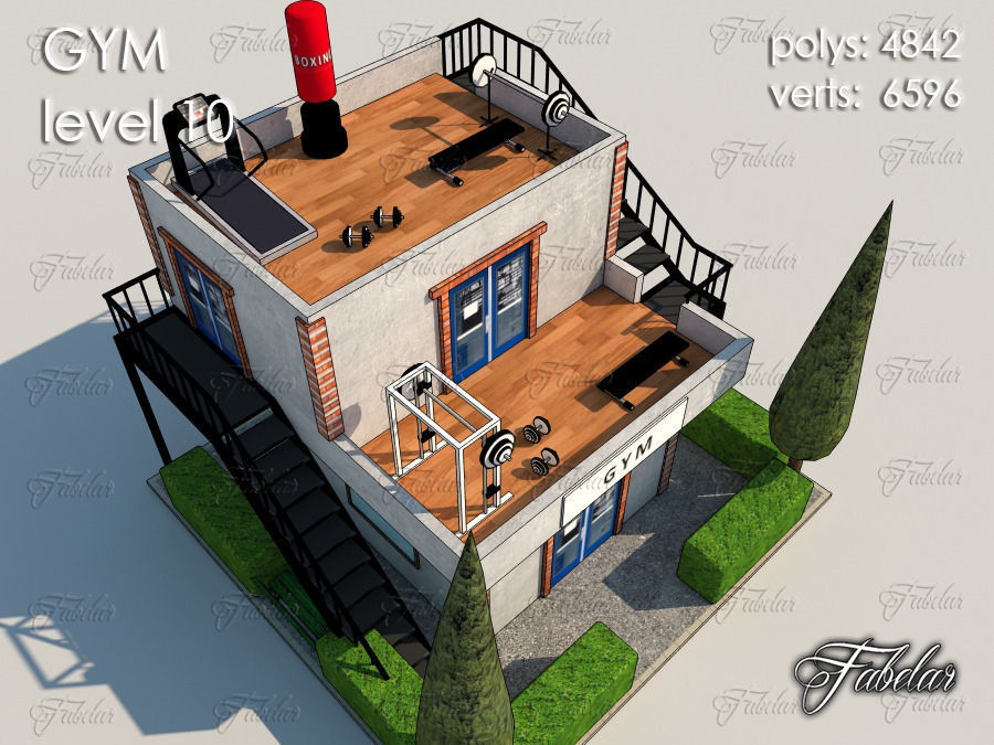 GYM all 10 Leves Low-poly 3D model_75