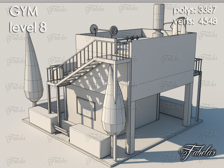 GYM all 10 Leves Low-poly 3D model_64