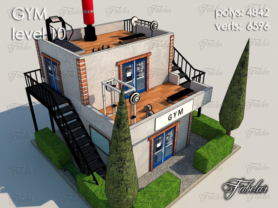 GYM all 10 Leves Low-poly 3D model_74