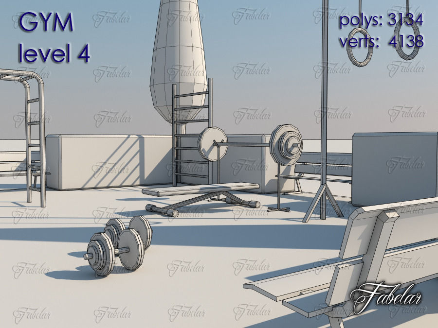 GYM all 10 Leves Low-poly 3D model_25