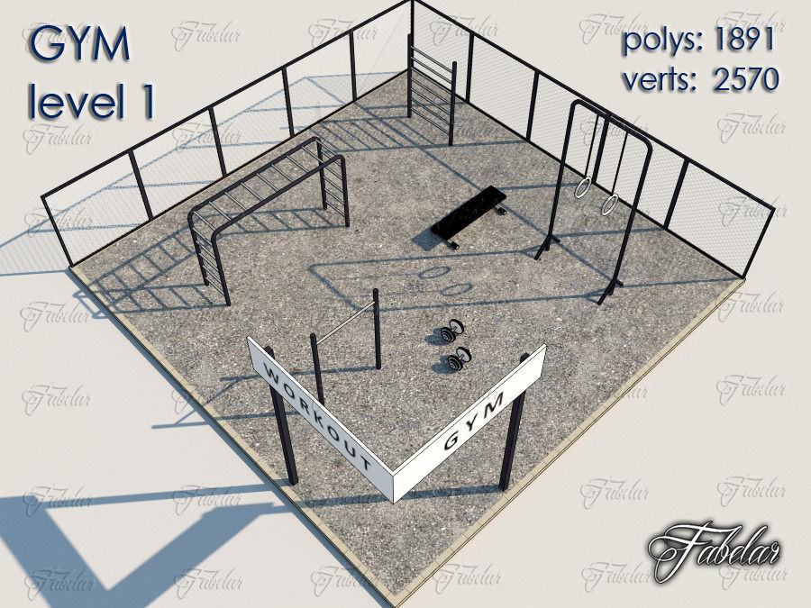 GYM all 10 Leves Low-poly 3D model_4