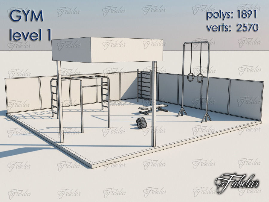GYM all 10 Leves Low-poly 3D model_2