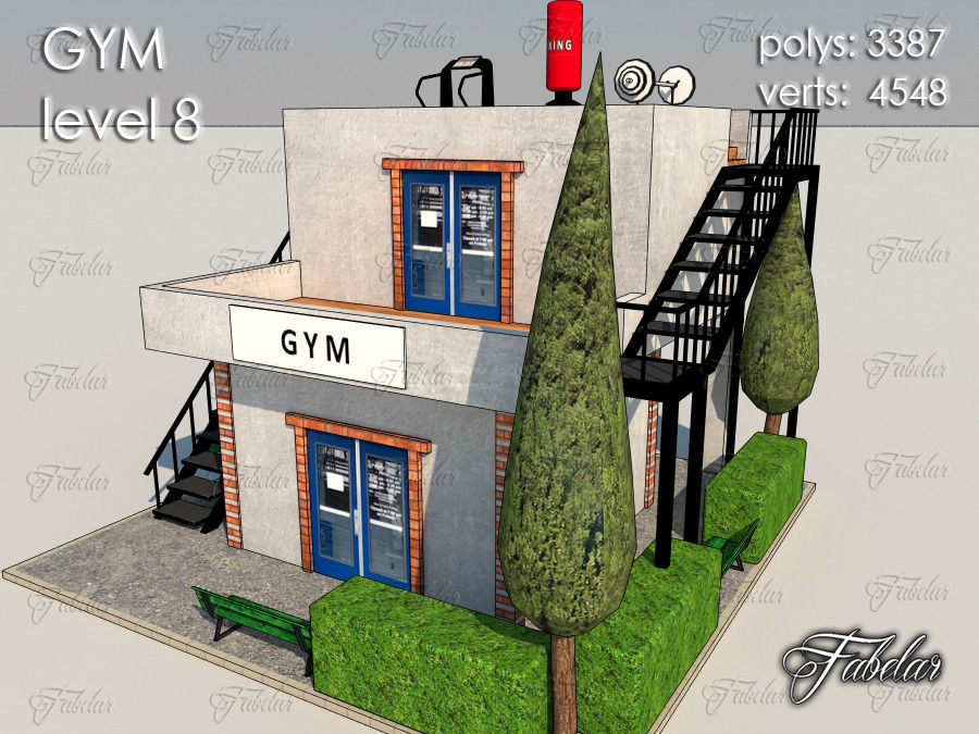 GYM all 10 Leves Low-poly 3D model_58