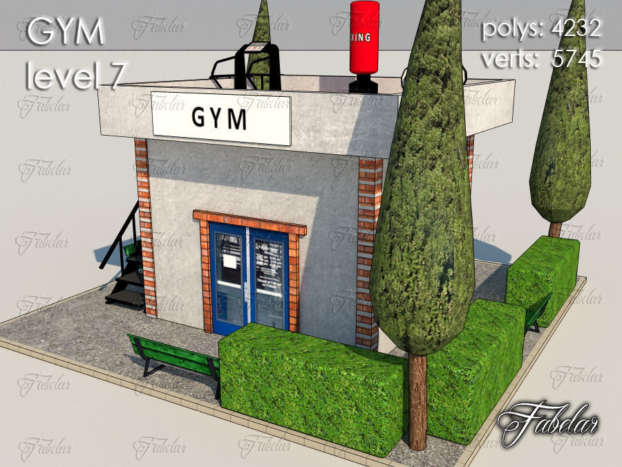 GYM all 10 Leves Low-poly 3D model_49