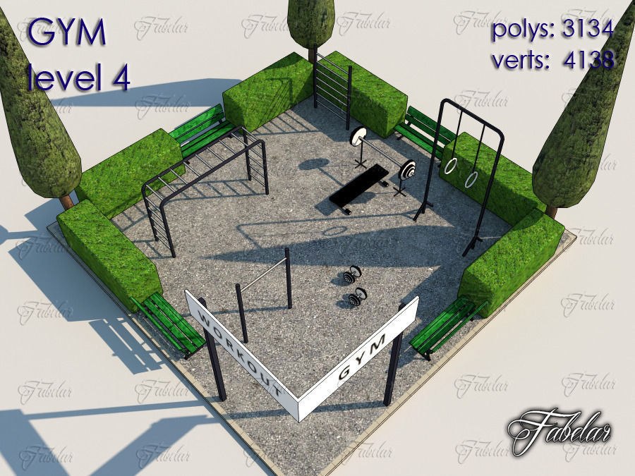 GYM all 10 Leves Low-poly 3D model_20
