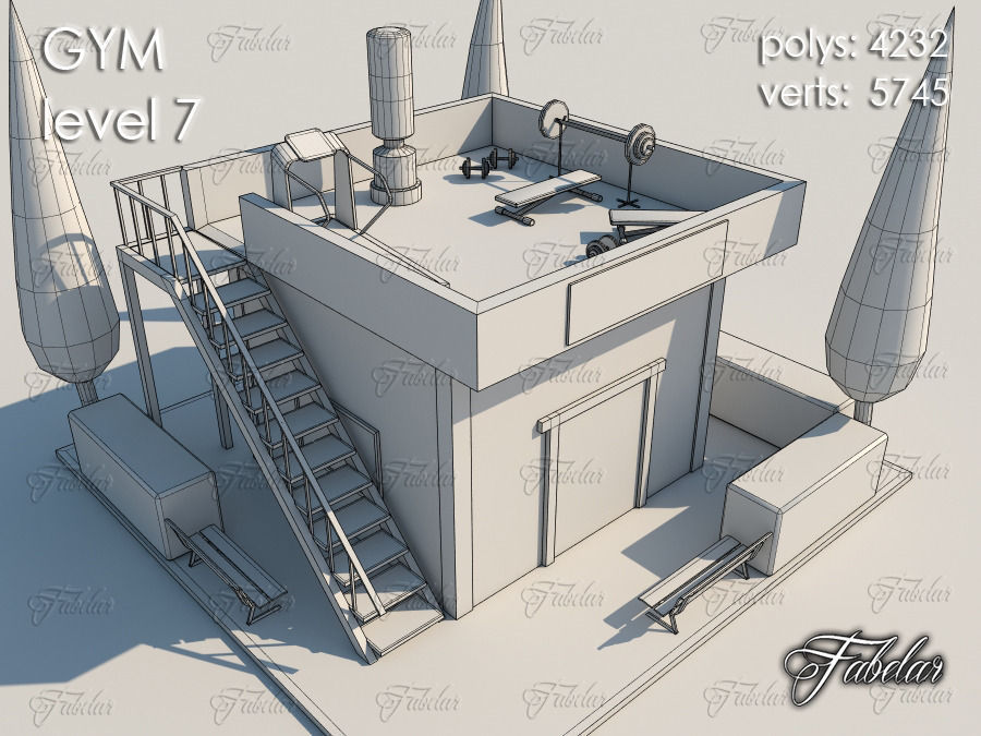 GYM all 10 Leves Low-poly 3D model_53