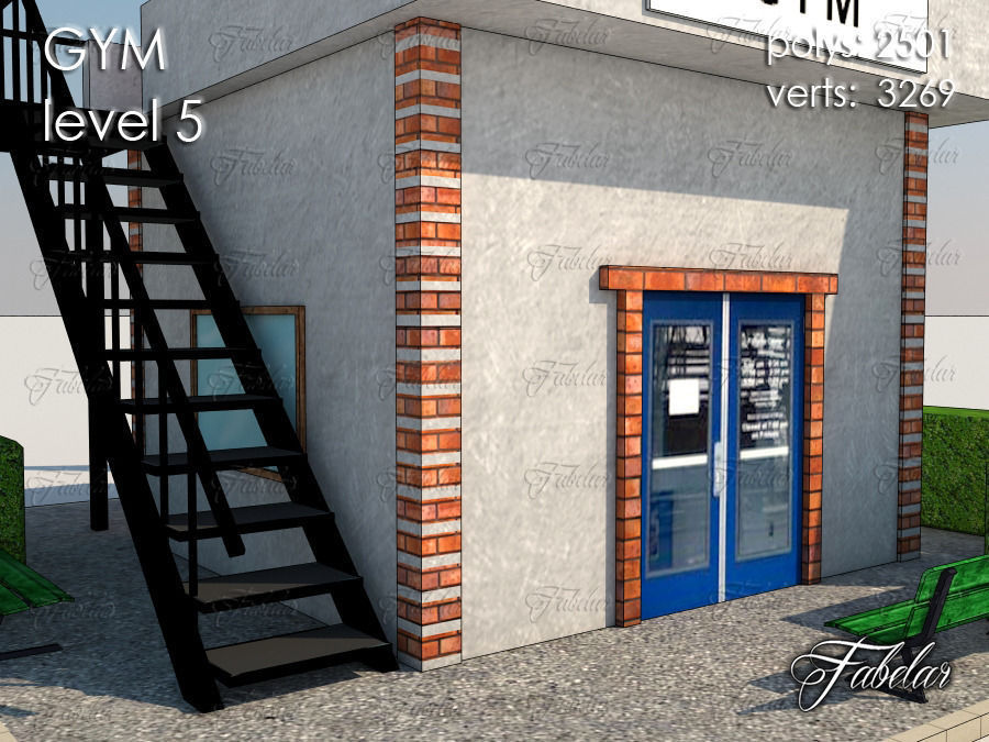 GYM all 10 Leves Low-poly 3D model_32