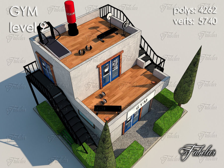 GYM all 10 Leves Low-poly 3D model_66
