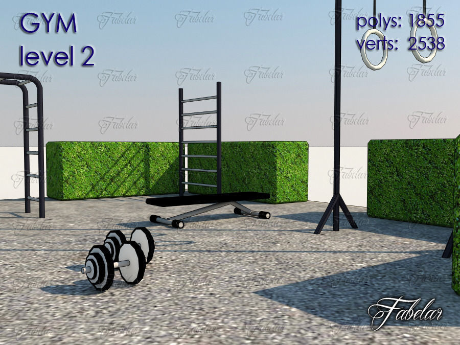 GYM all 10 Leves Low-poly 3D model_11
