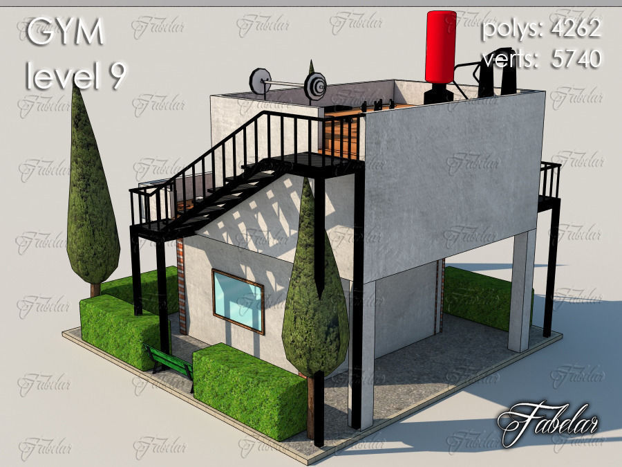 GYM all 10 Leves Low-poly 3D model_70