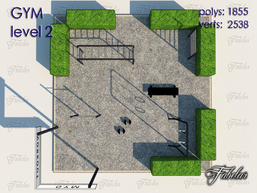 GYM all 10 Leves Low-poly 3D model_12