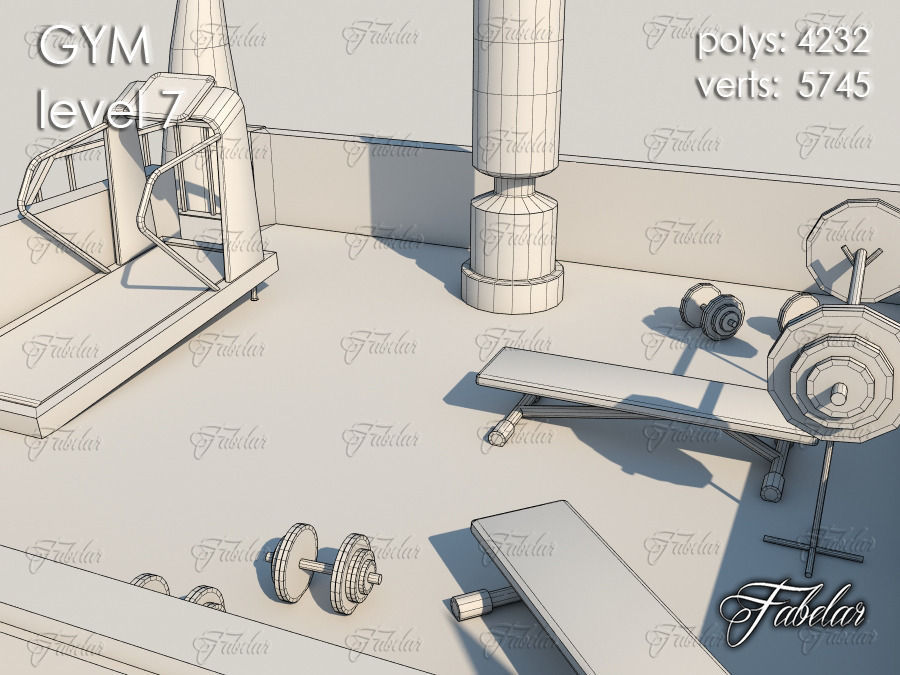 GYM all 10 Leves Low-poly 3D model_54