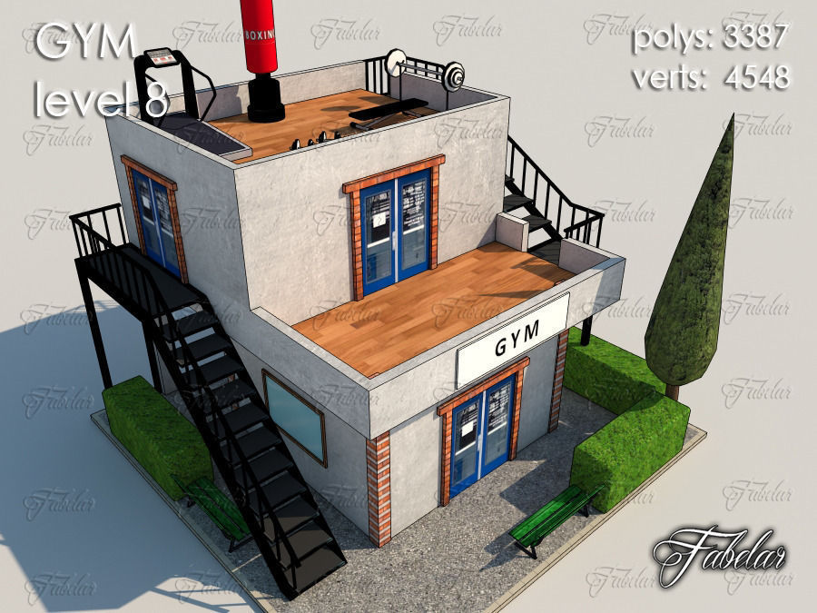 GYM all 10 Leves Low-poly 3D model_57