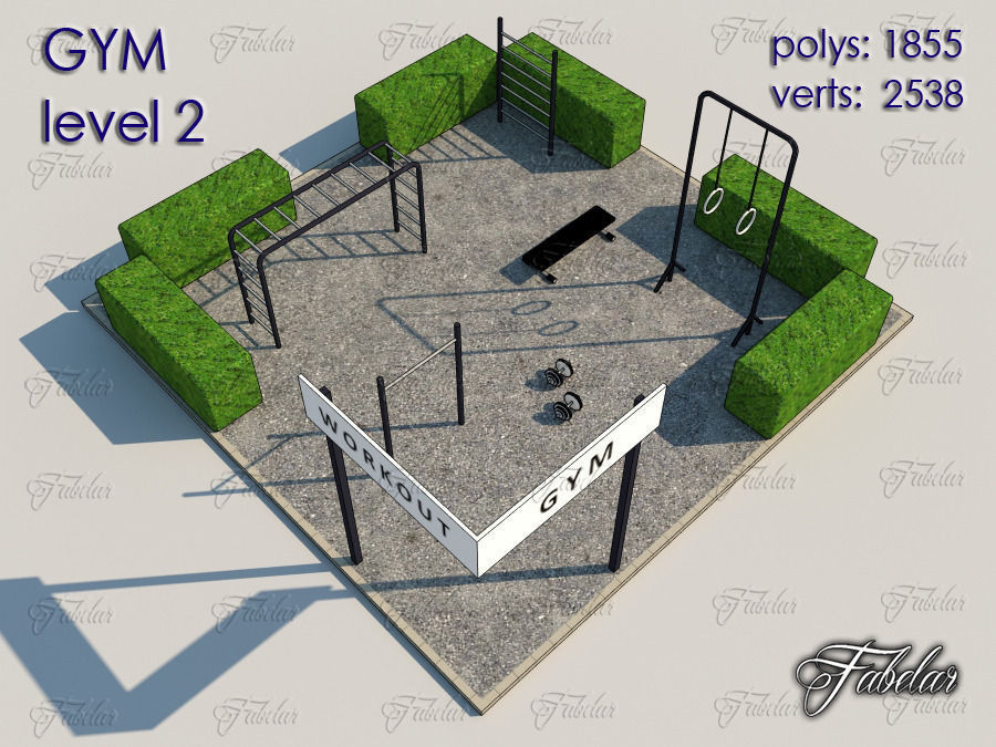 GYM all 10 Leves Low-poly 3D model_10
