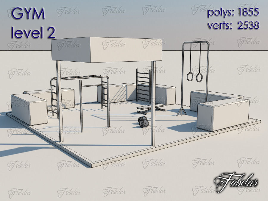 GYM all 10 Leves Low-poly 3D model_13