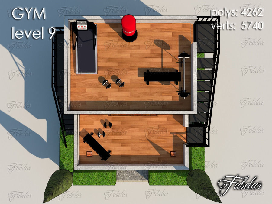 GYM all 10 Leves Low-poly 3D model_69