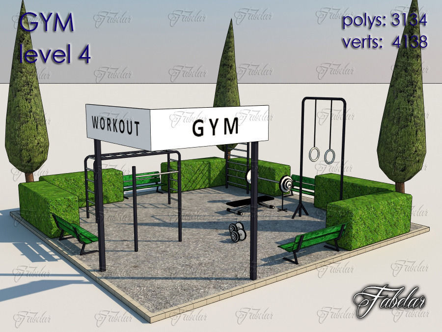 GYM all 10 Leves Low-poly 3D model_22