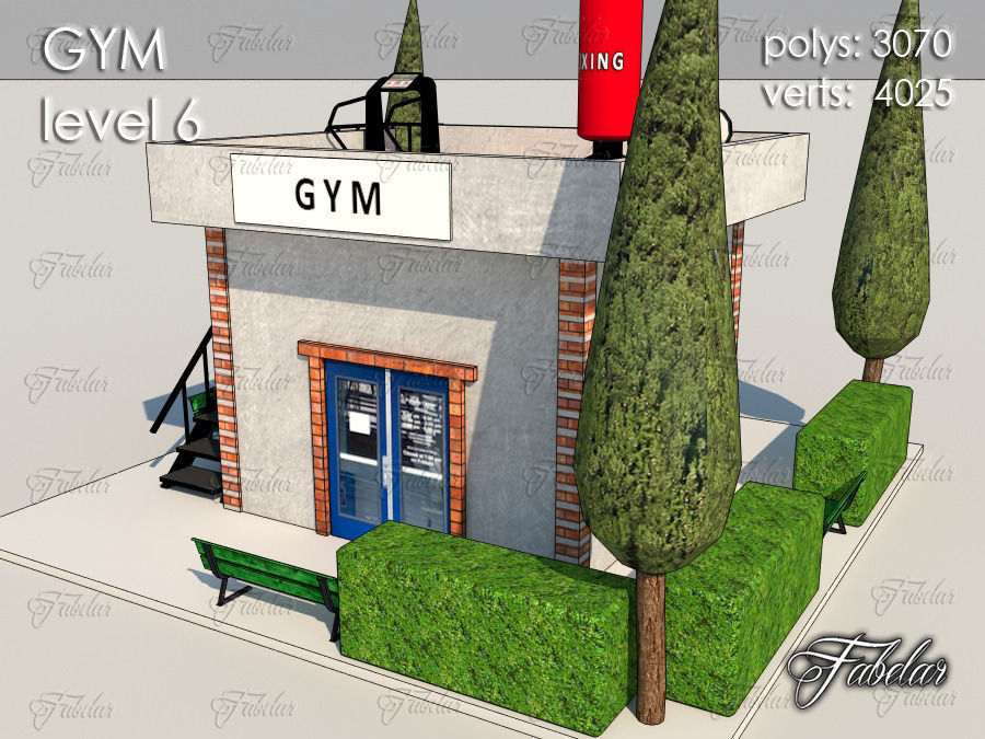 GYM all 10 Leves Low-poly 3D model_39