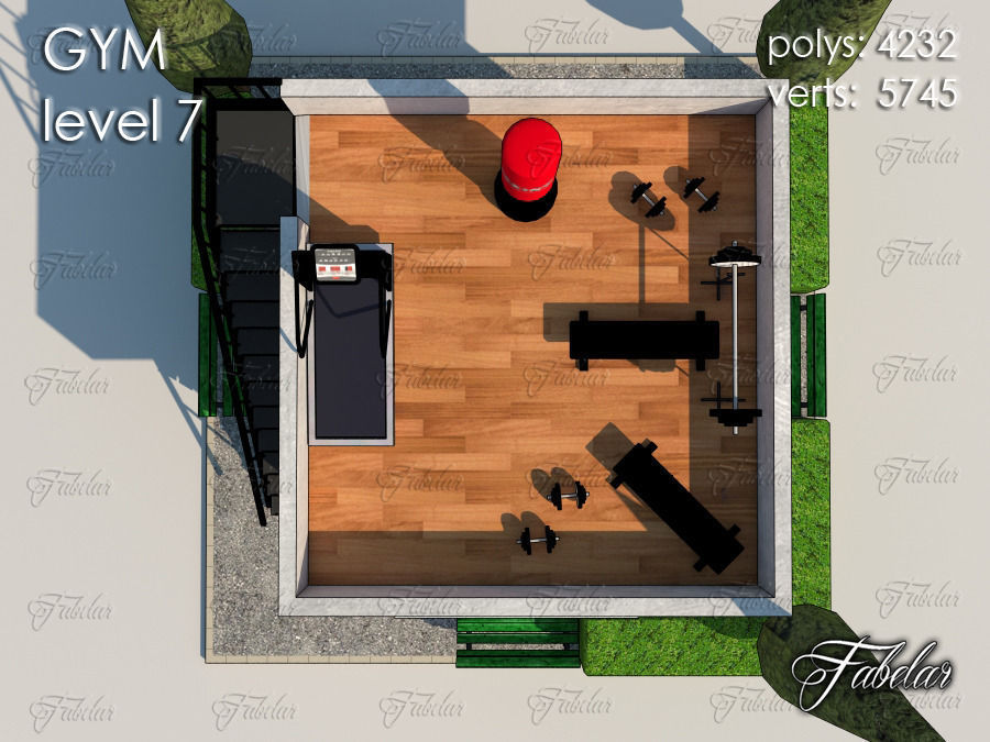 GYM all 10 Leves Low-poly 3D model_50