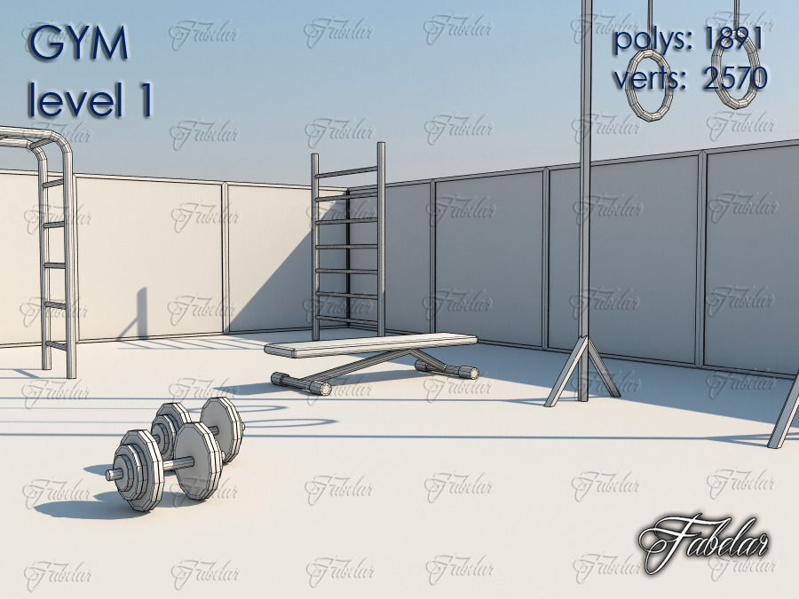 GYM all 10 Leves Low-poly 3D model_7
