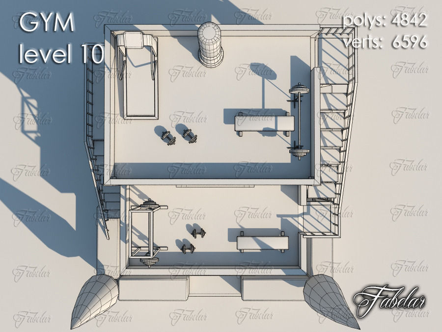 GYM all 10 Leves Low-poly 3D model_79