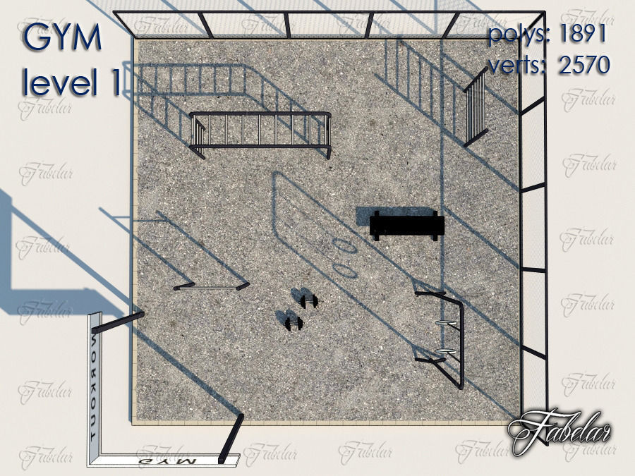GYM all 10 Leves Low-poly 3D model_6