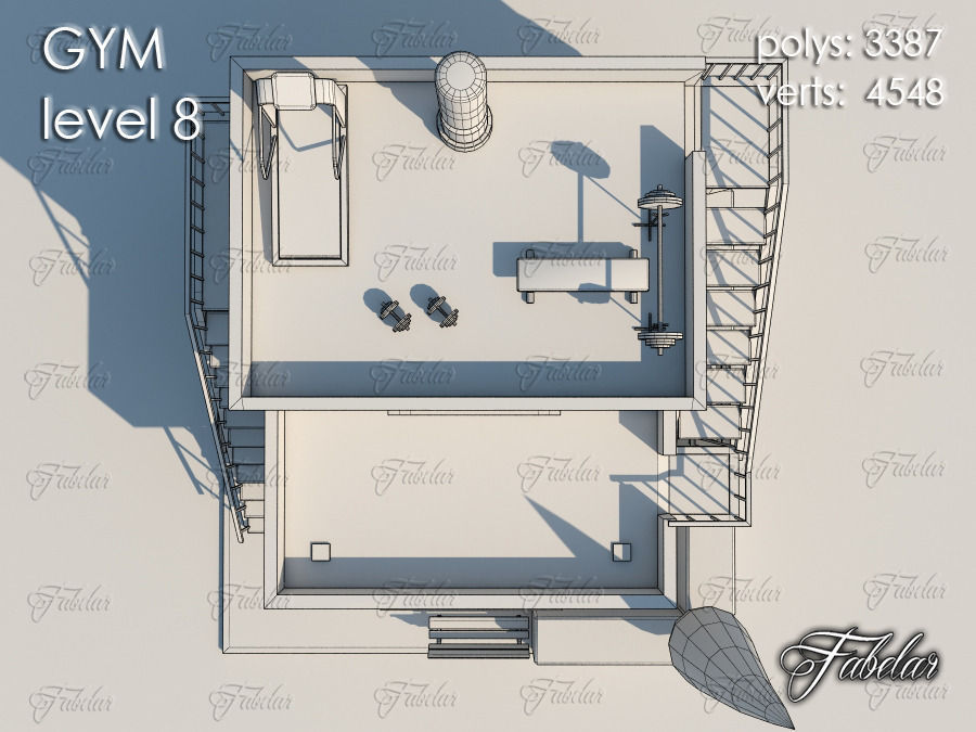 GYM all 10 Leves Low-poly 3D model_62