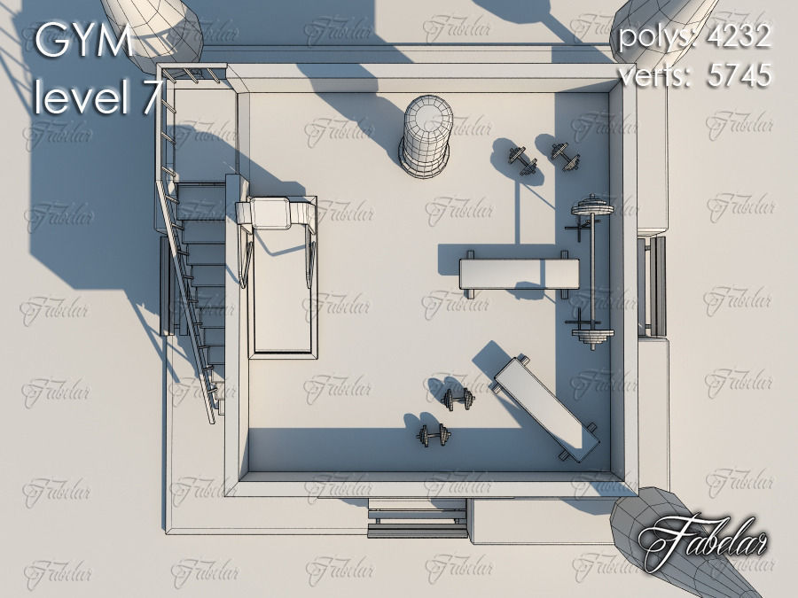 GYM all 10 Leves Low-poly 3D model_56
