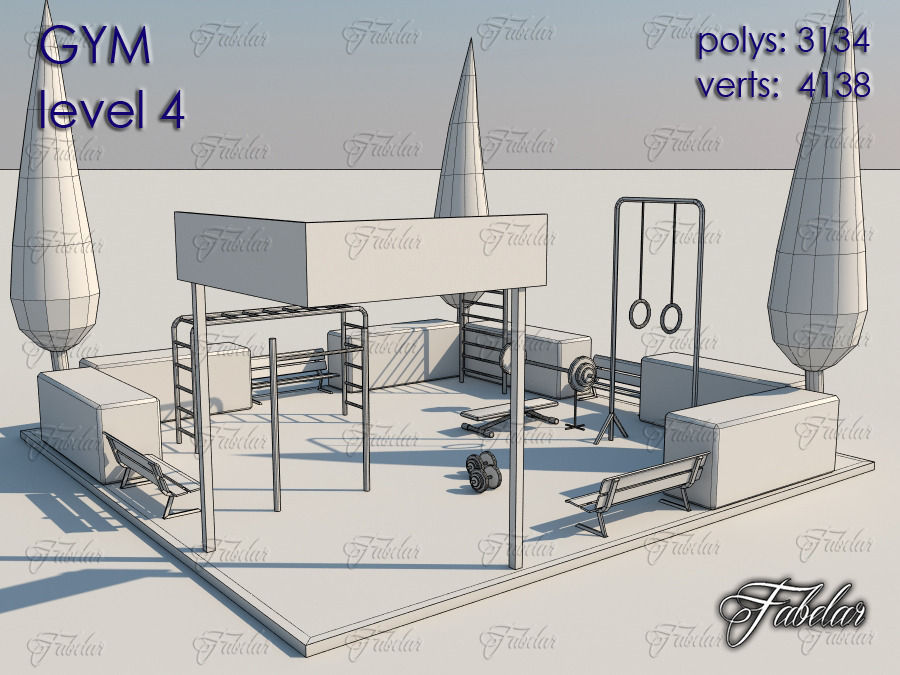 GYM all 10 Leves Low-poly 3D model_26
