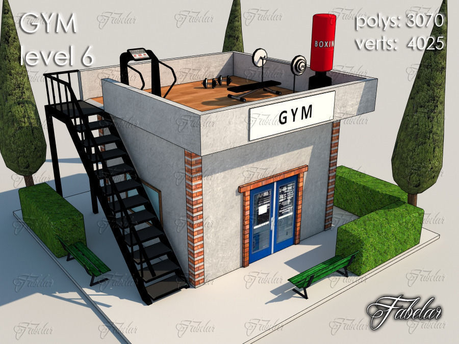 GYM all 10 Leves Low-poly 3D model_38