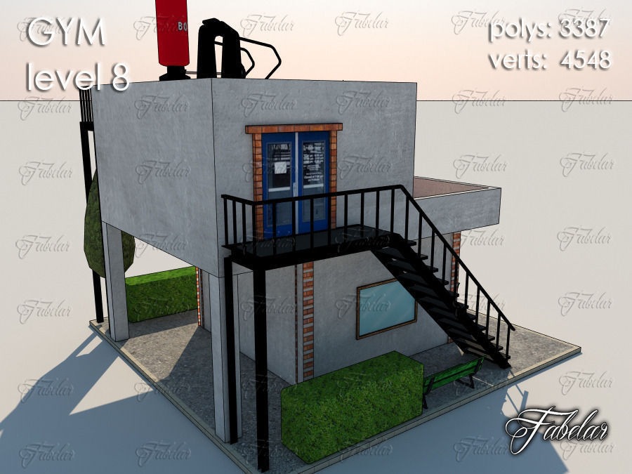 GYM all 10 Leves Low-poly 3D model_60
