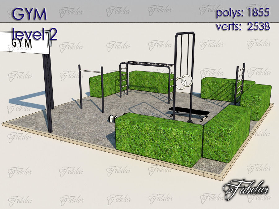 GYM all 10 Leves Low-poly 3D model_8